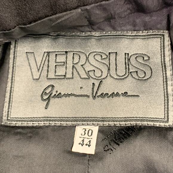 VERSUS by GIANNI VERSACE 8 Black Virgin Wool Nehru Collar Hidden Buttons Coat - Picture 5 of 8